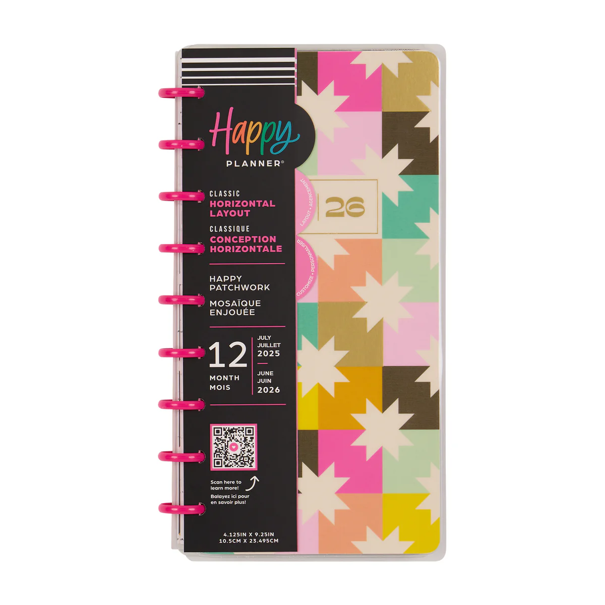 2025–2026 Happy Patchwork Customizable Planner - Skinny Classic Horizontal Layout - 12 Months - Image 14