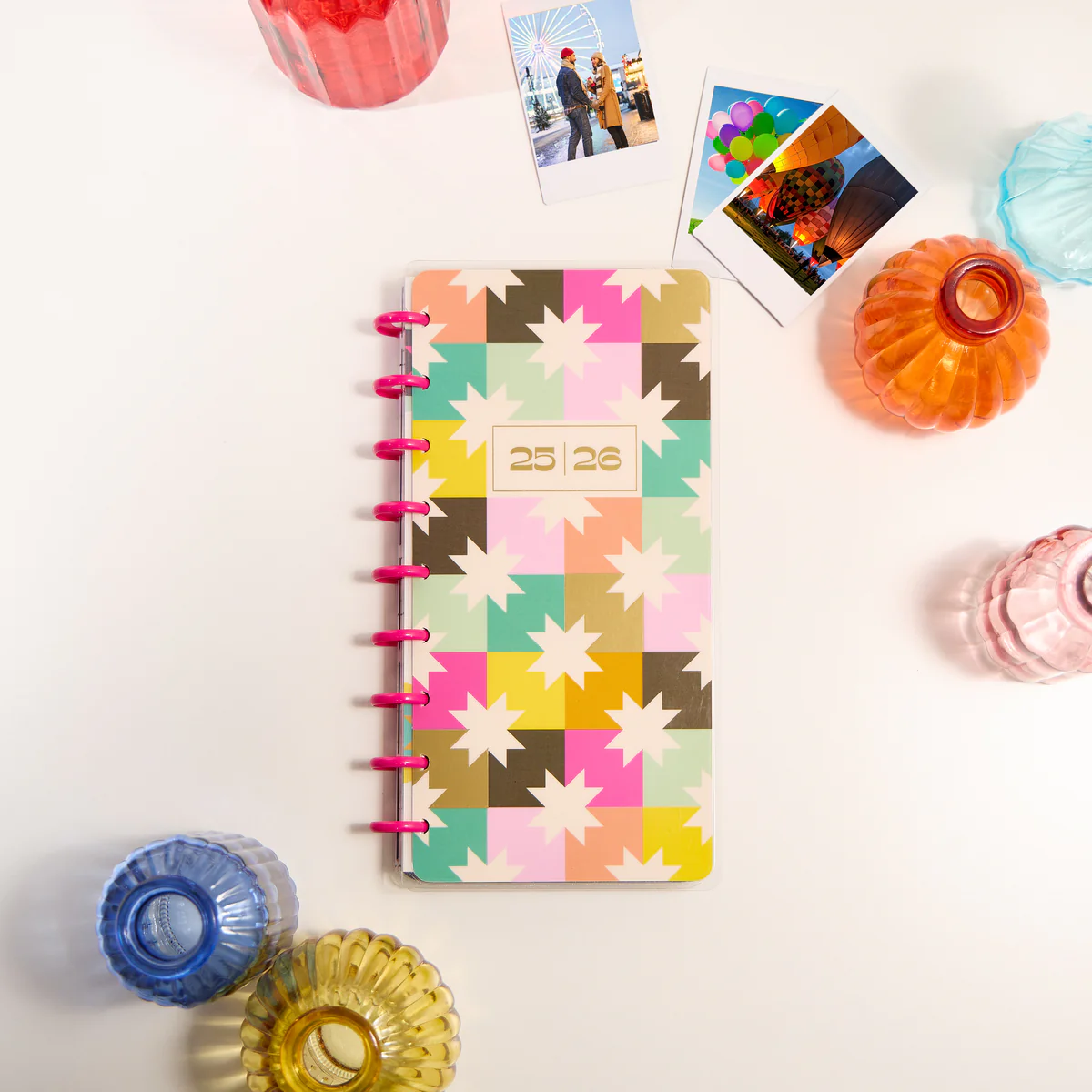 2025–2026 Happy Patchwork Customizable Planner - Skinny Classic Horizontal Layout - 12 Months - Image 5