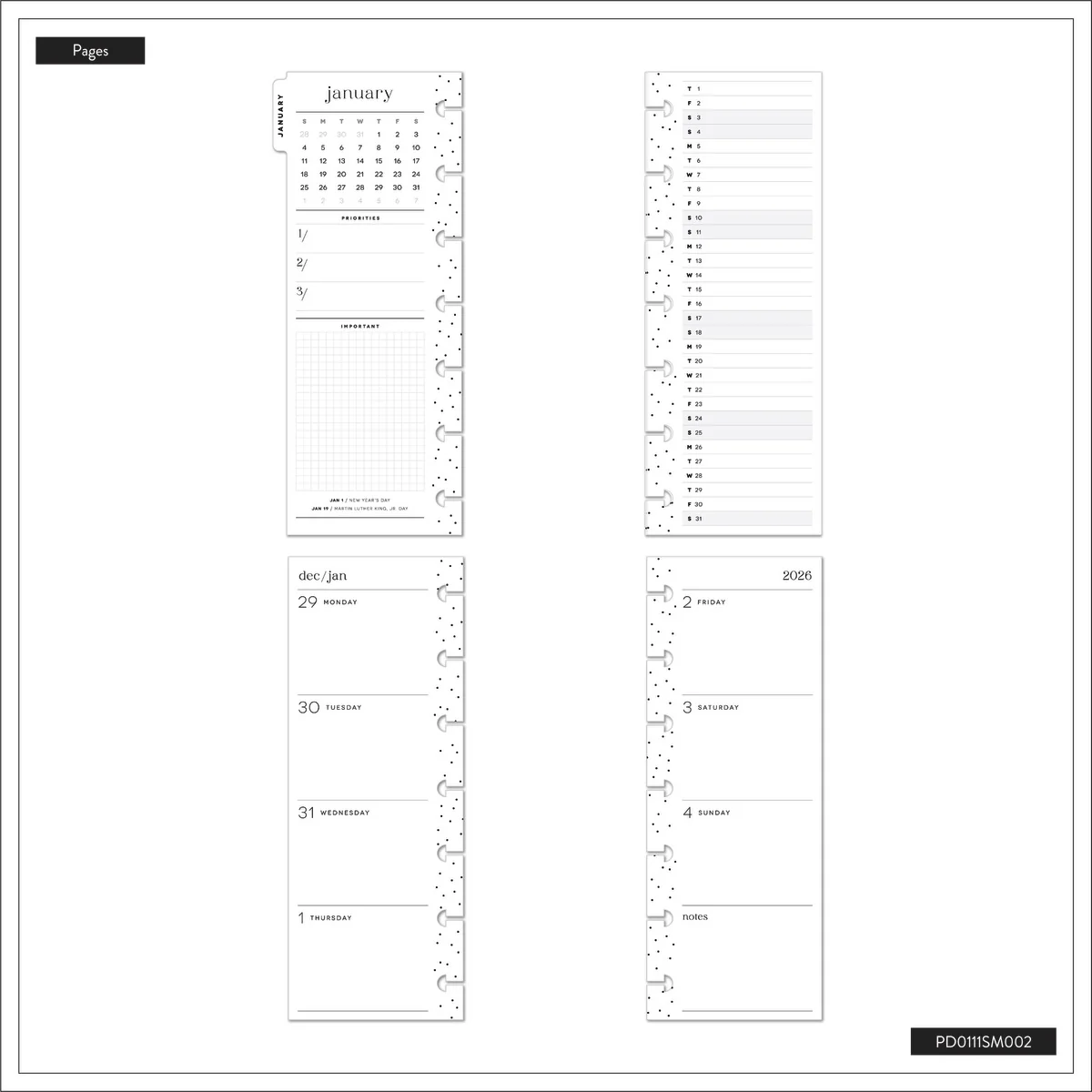 2026 Florescent Florals Customizable Planner - Skinny Mini Horizontal Layout - 12 Months - Image 13