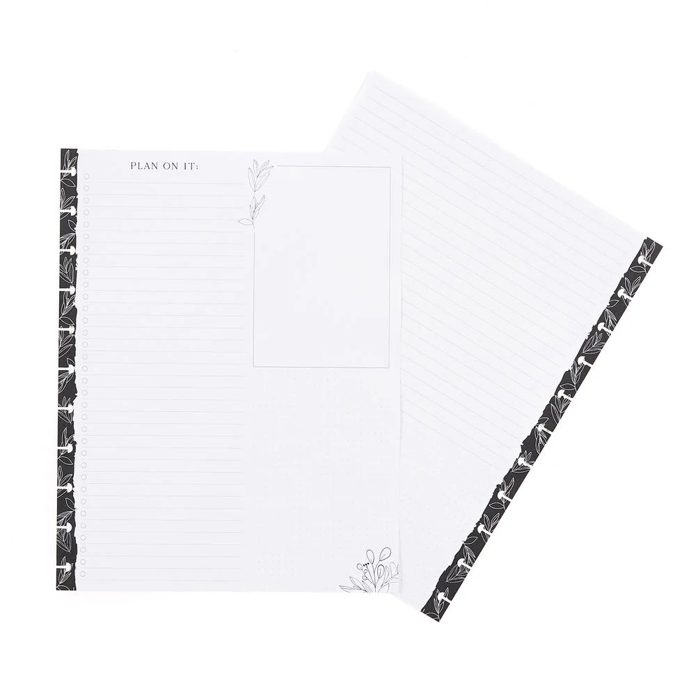 Black & White Florals - Dashboard Big Filler Paper - 40 Sheets