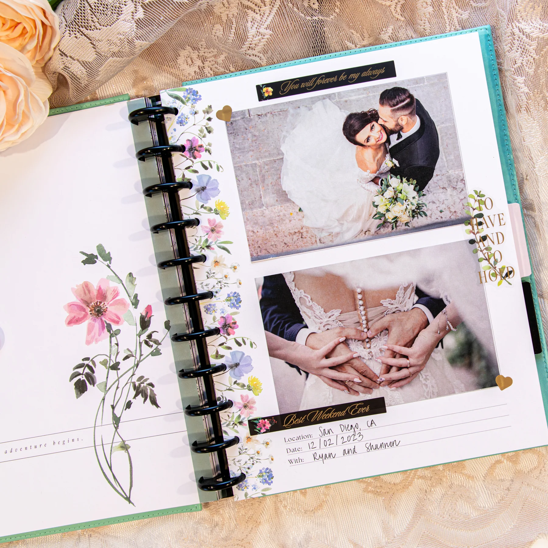 Blooming Elegance Wedding - DELUXE Big Happy Memory Keeping Wedding Photo Journal - 80 Sheets - Image 3