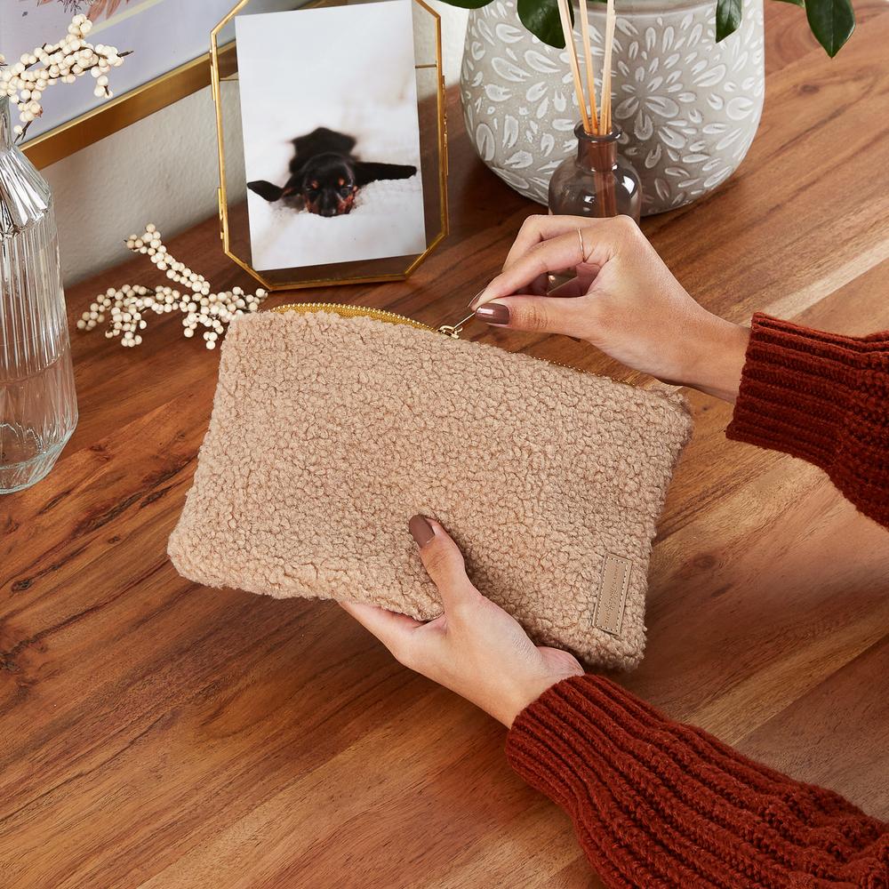 Classic Sherpa Zip Pen Pouch - Taupe - Image 2