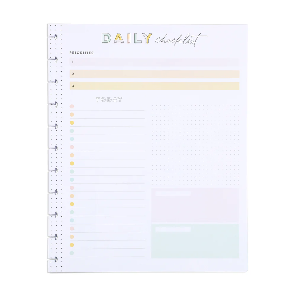 Daily Checklist and Priorities Big Filler Paper