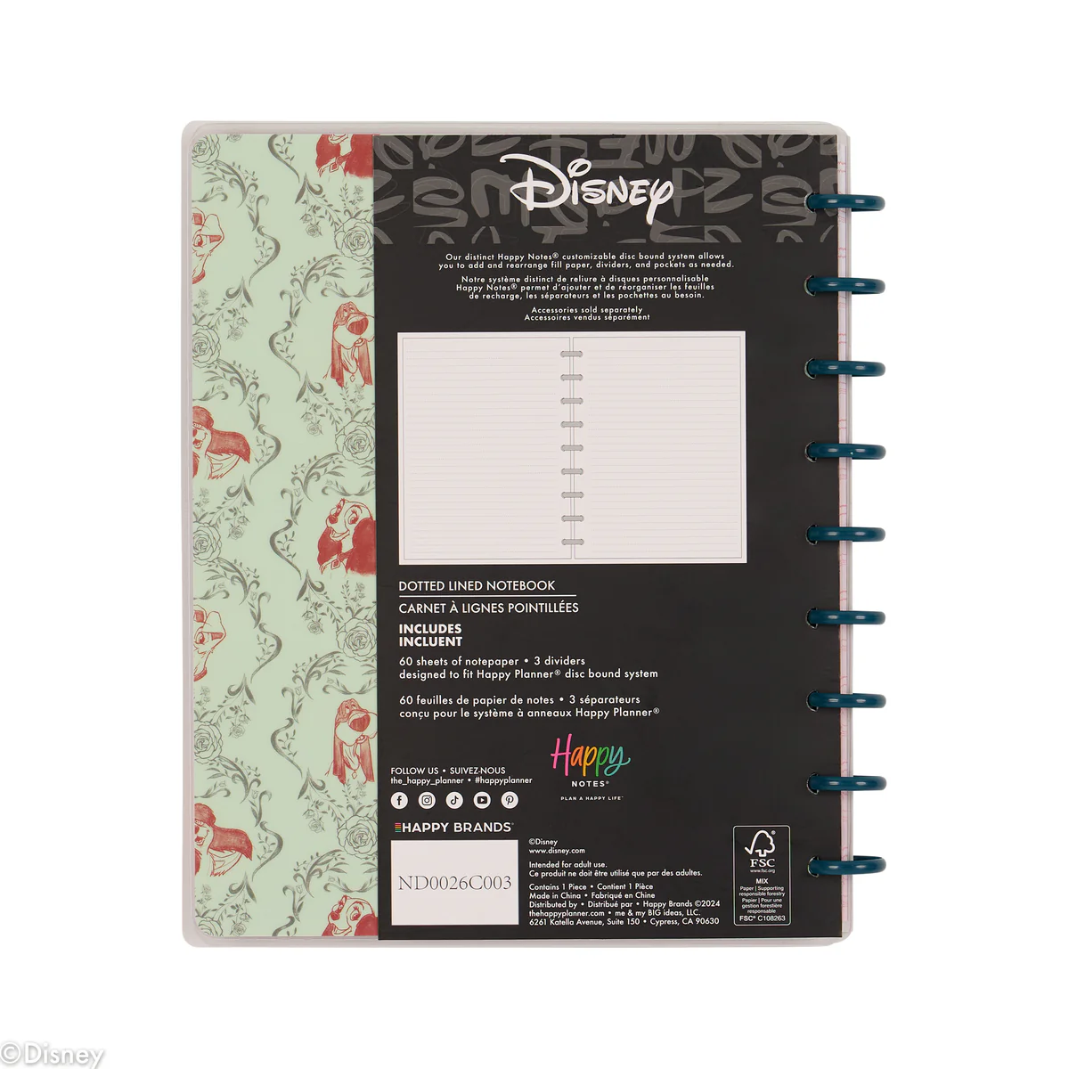 Disney Lady & The Tramp - Dotted Lined Classic Notebook - 60 Sheets - Image 11
