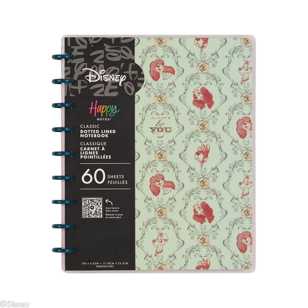 Disney Lady & The Tramp - Dotted Lined Classic Notebook - 60 Sheets - Image 20