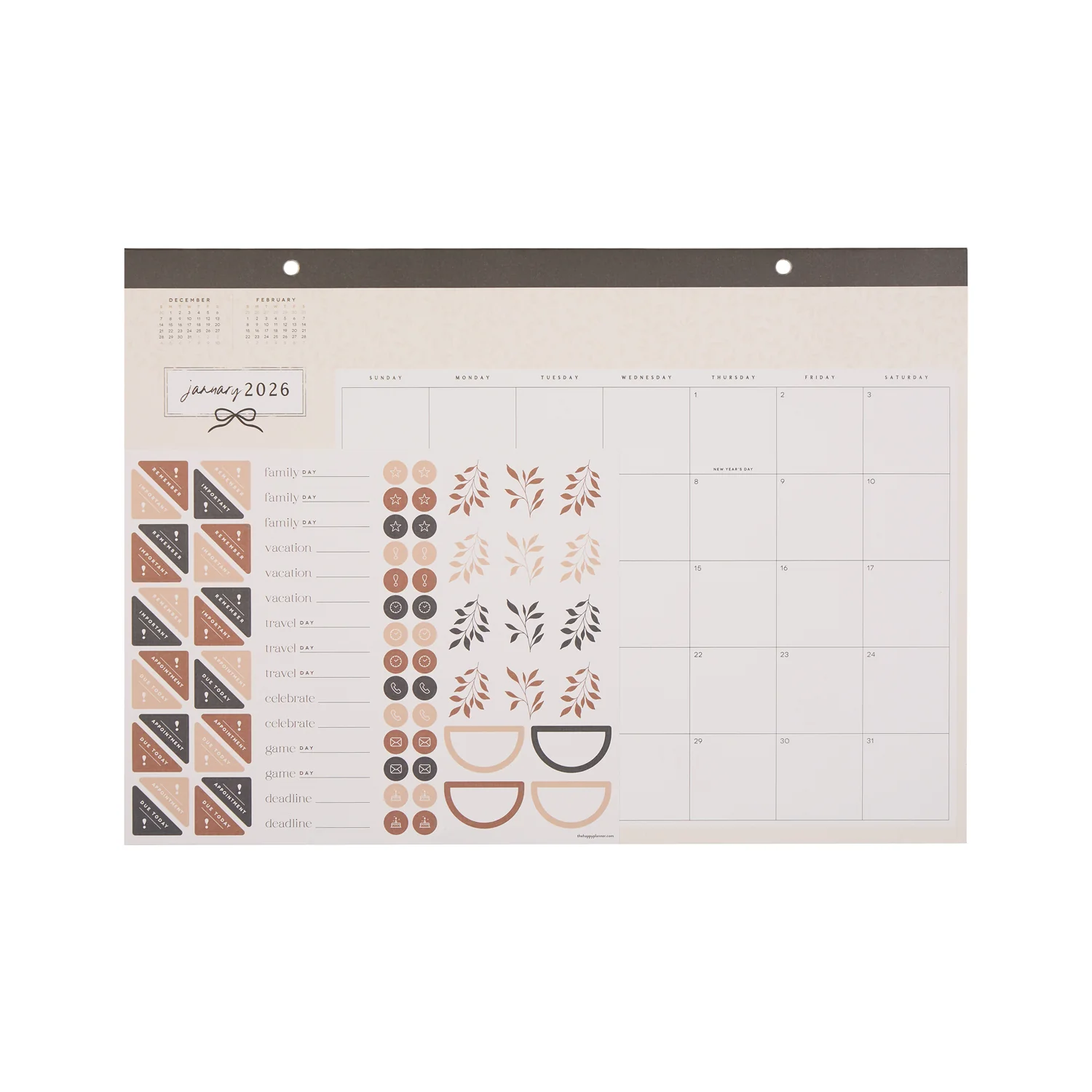 Modern Charm - Small Desk Calendar - 12 Months