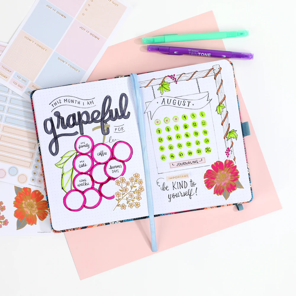 Retro Blooms - Bullet Dot Grid Happy Journal® - 80 Sheets - 160gsm Paper - Image 2