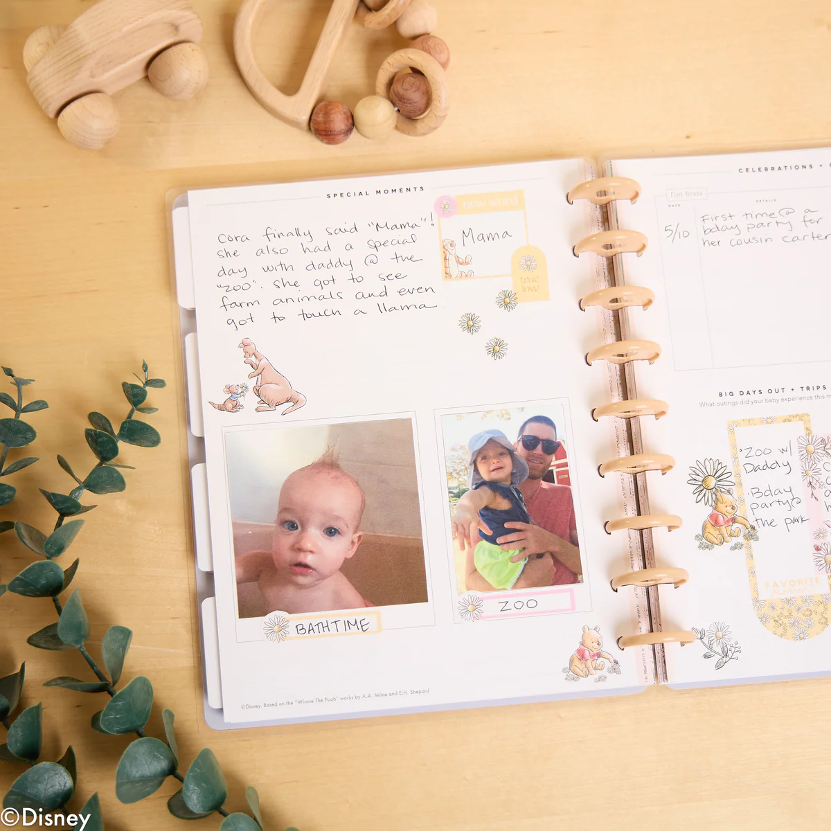 Undated Disney Winnie the Pooh Customizable Baby Planner - Classic Baby's First Year Layout - 12 Months - Image 19