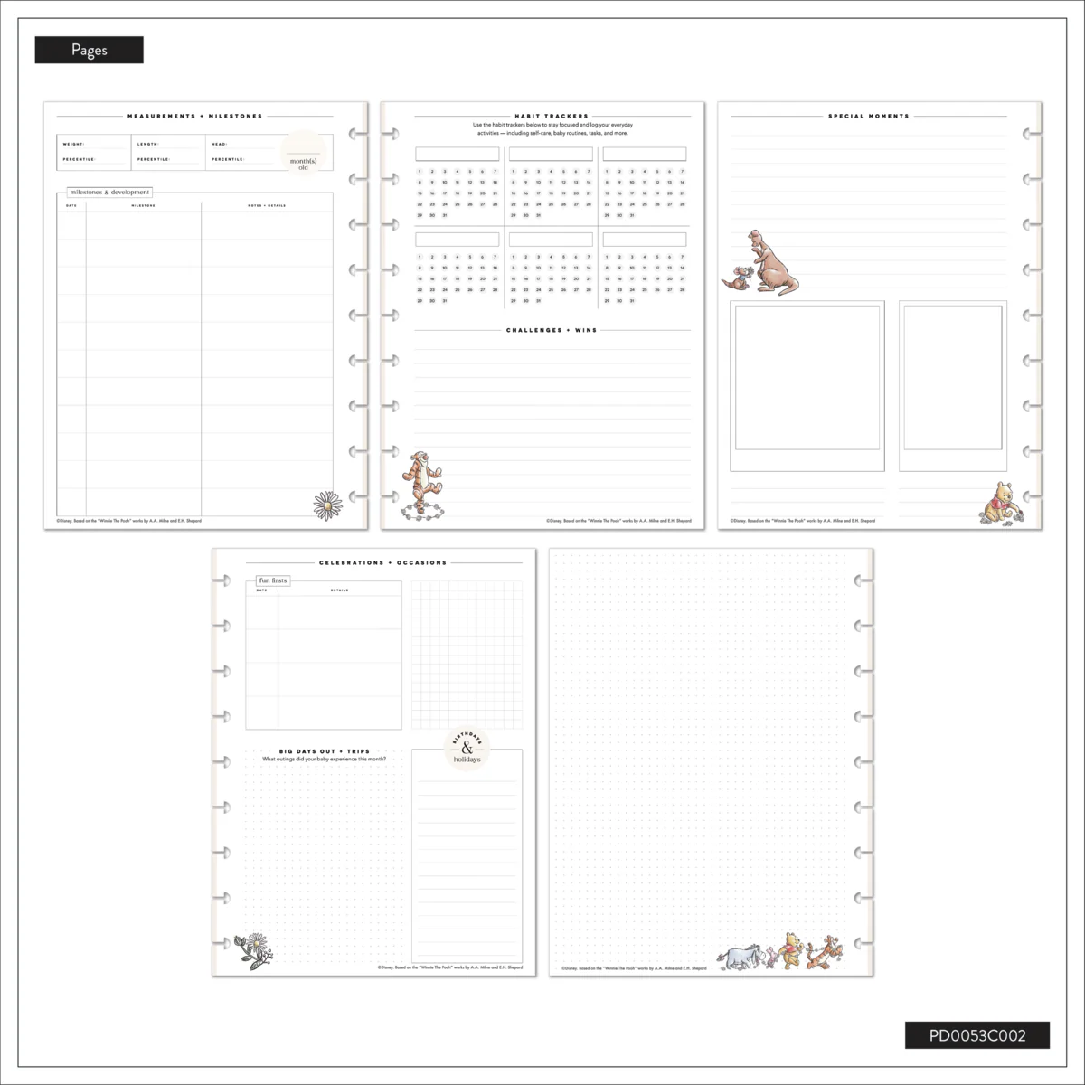 Undated Disney Winnie the Pooh Customizable Baby Planner - Classic Baby's First Year Layout - 12 Months - Image 38