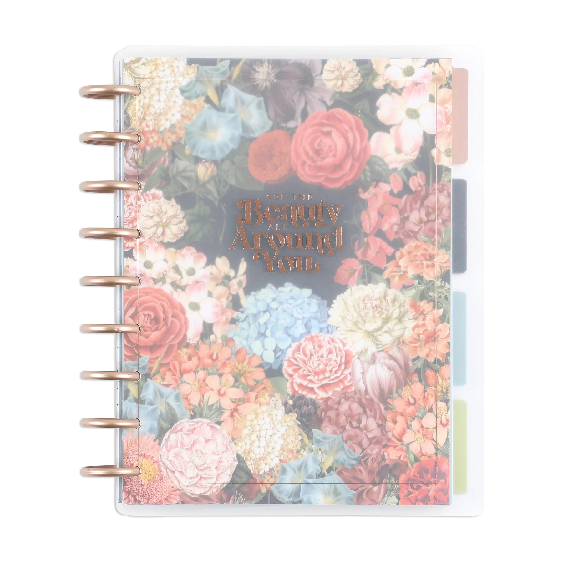 Undated Gathered Flowers Frosted Happy Planner - Classic Dashboard Layout - 12 Months