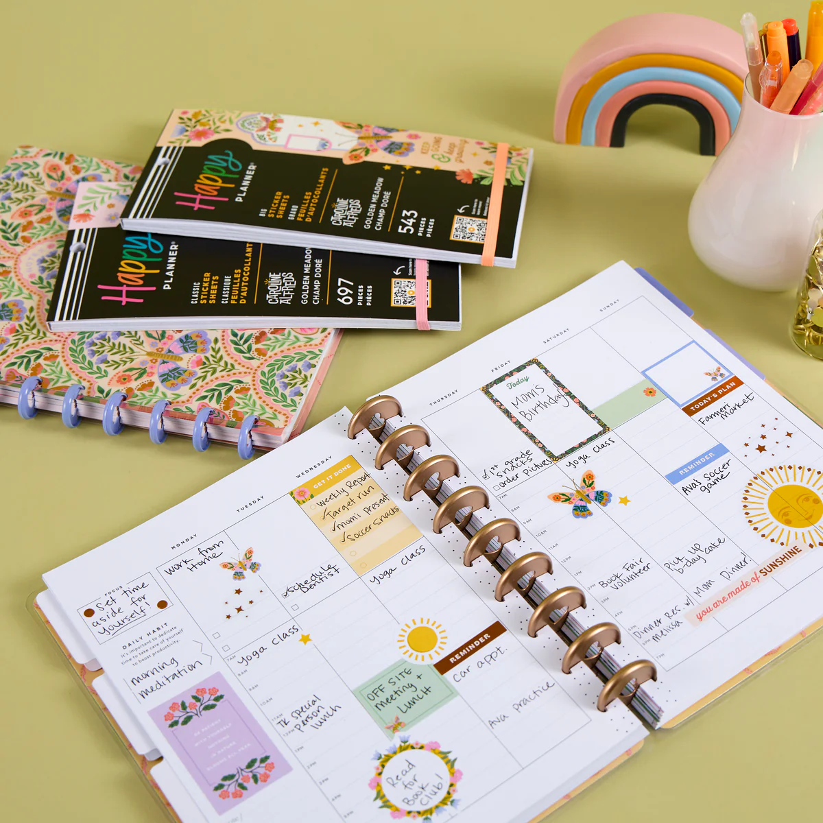 Undated Golden Meadow Customizable Planner - Classic Productivity Layout - 12 Months - Image 2
