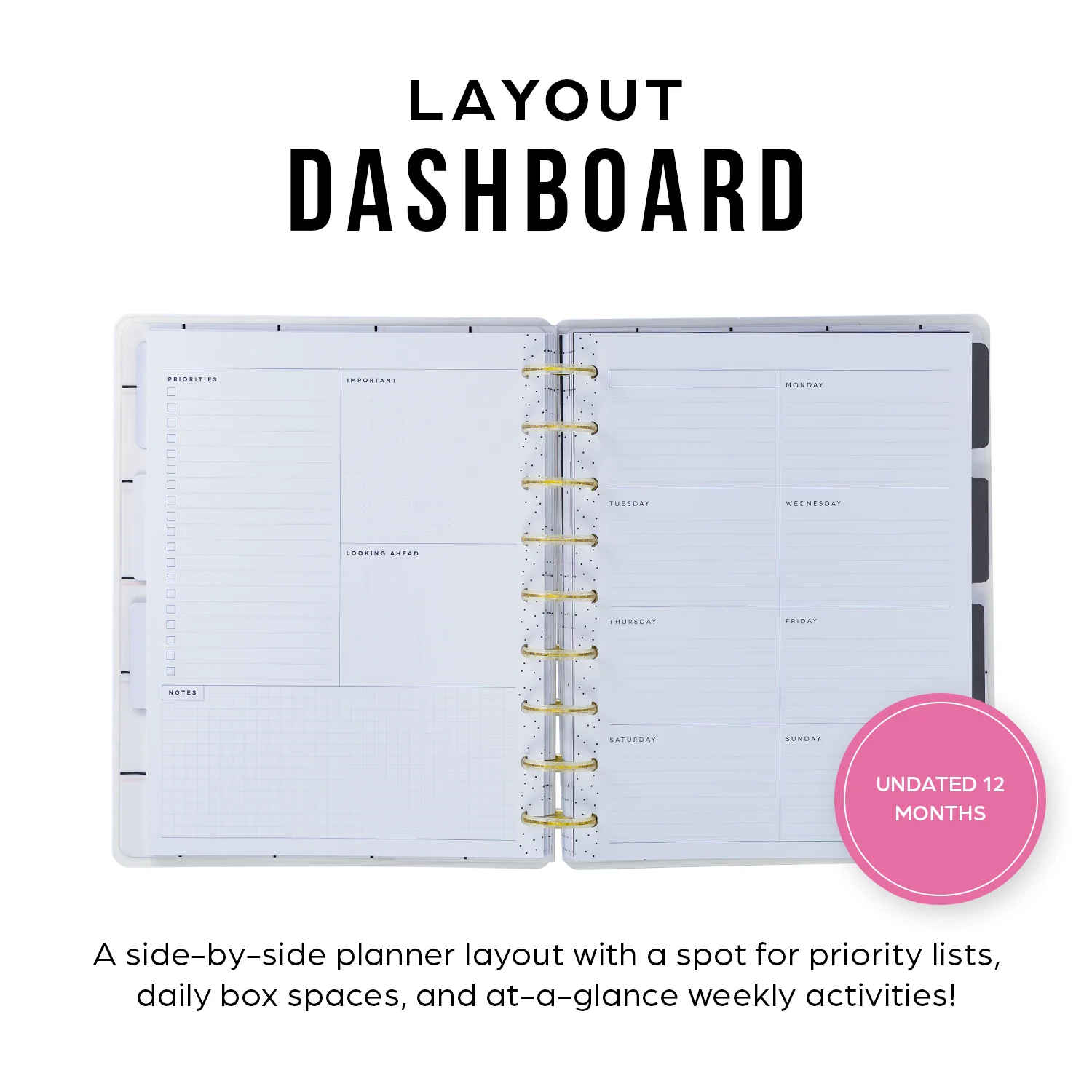 Undated Sweet & Simple Customizable Planner - Classic Dashboard Layout - 12 Months - Image 4