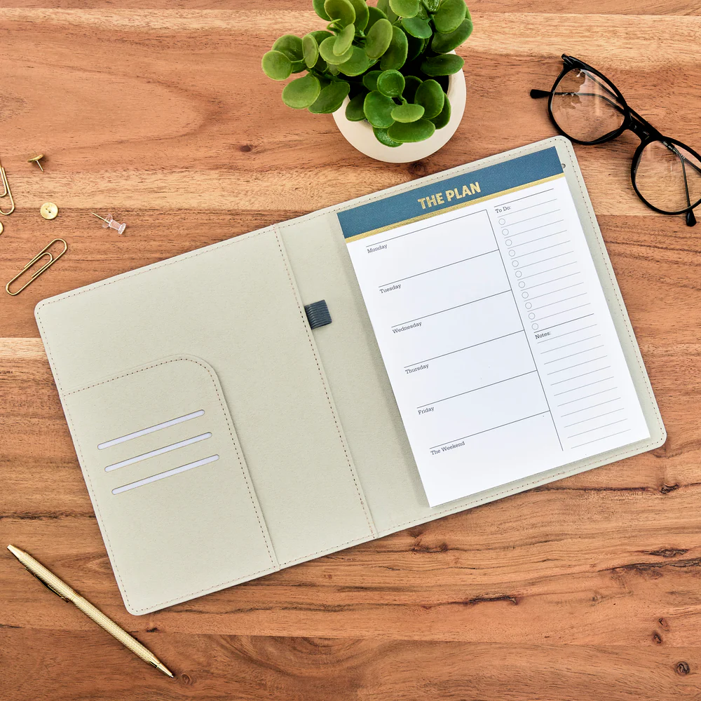 Work + Life Natural - Linen + Cork Notepad Folder - Weekly Overview - 52 Sheets - Image 2